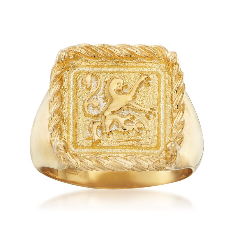 Italian 18kt Gold Over Sterling Square-Top Gryphon Ring. Size 7 image number 0