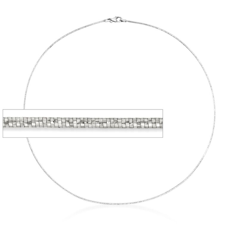 Italian 1.2mm Sterling Silver Diamond-Cut Omega Necklace image number 0