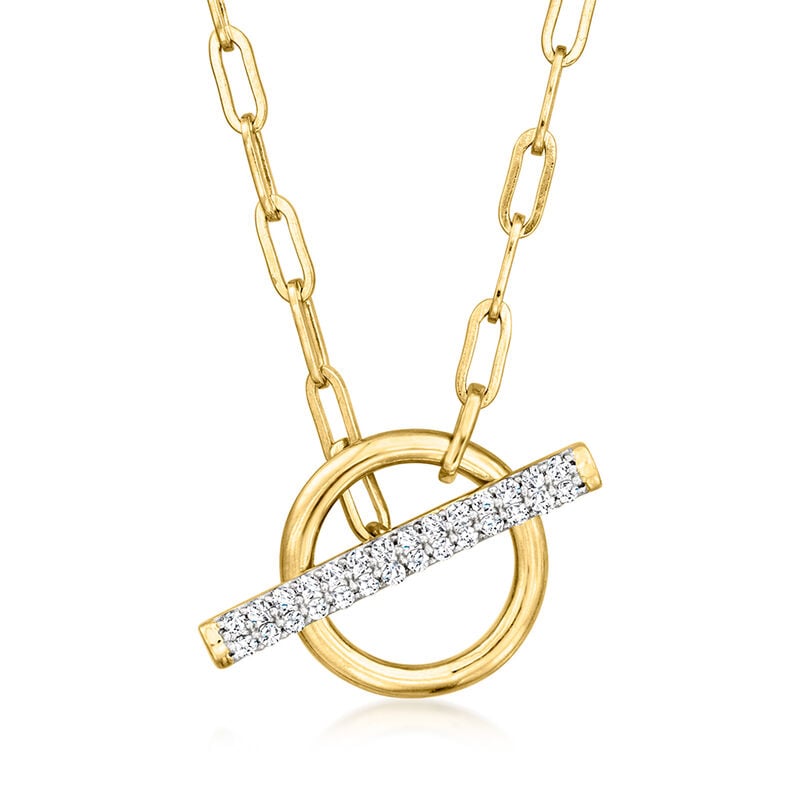 .25 ct. t.w. Diamond Paper Clip Link Toggle Necklace in 18kt Gold Over Sterling image number 2