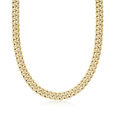 Men's 7.00 ct. t.w. Lab-Grown Diamond Cuban-Link Necklace in 18kt Gold Over Sterling