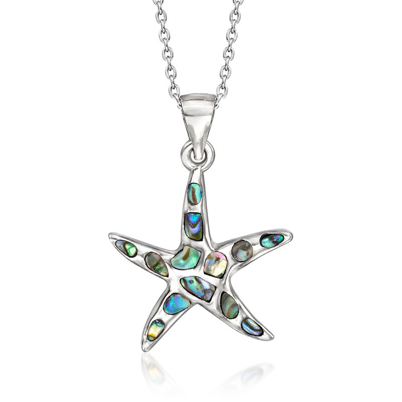 Abalone Shell Pendant Necklace in Sterling Silver. 18&quot; image number 0