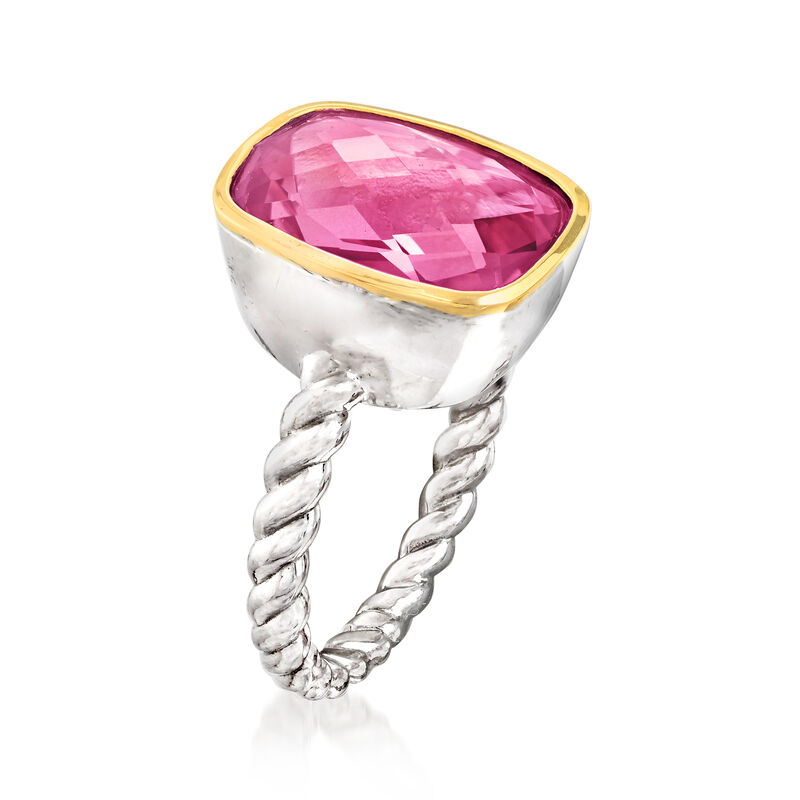 5.00 Carat Pink Quartz Ring in 14kt Yellow Gold and Sterling Silver image number 2
