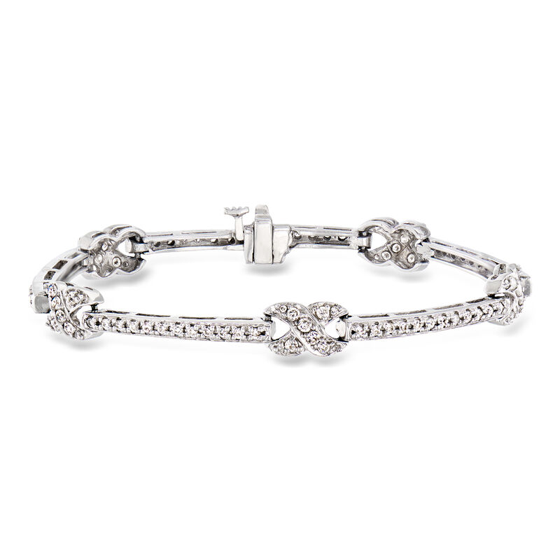 C. 1990 Vintage 2.00 ct. t.w. Diamond Bracelet in 14kt White Gold. 6.75" image number 0