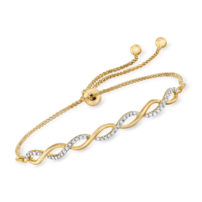 .25 ct. t.w. Diamond Twisted Bolo Bracelet in 18kt Gold Over Sterling image number 0