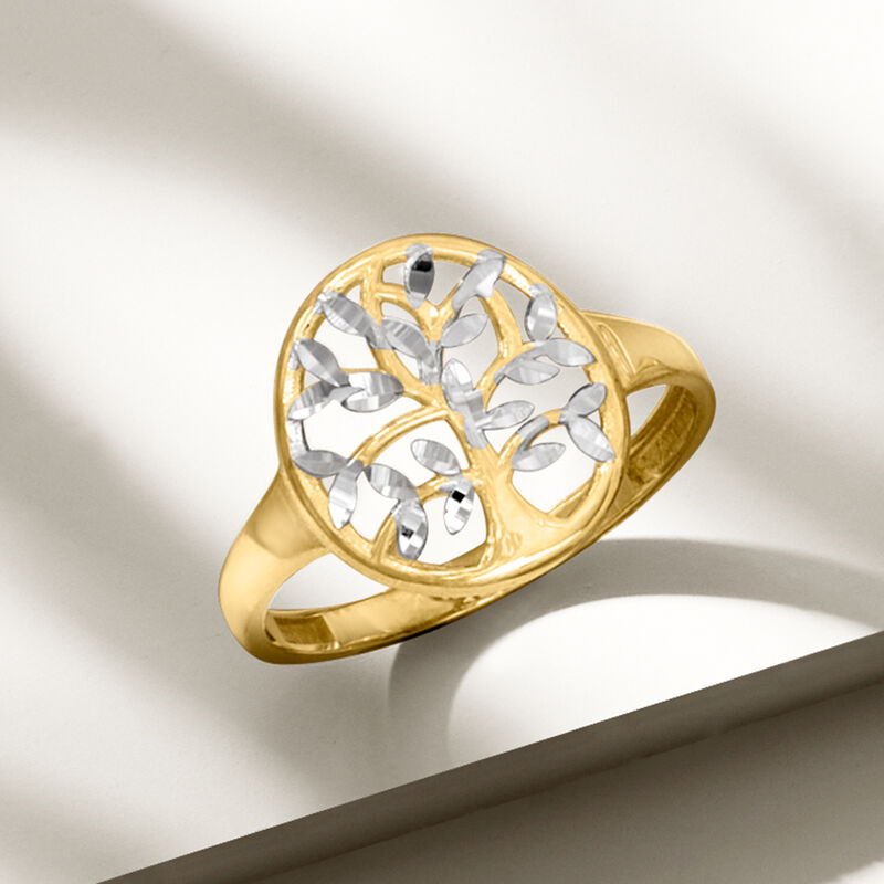 14kt Two-Tone Gold Cut-Out Tree of Life Ring image number 4