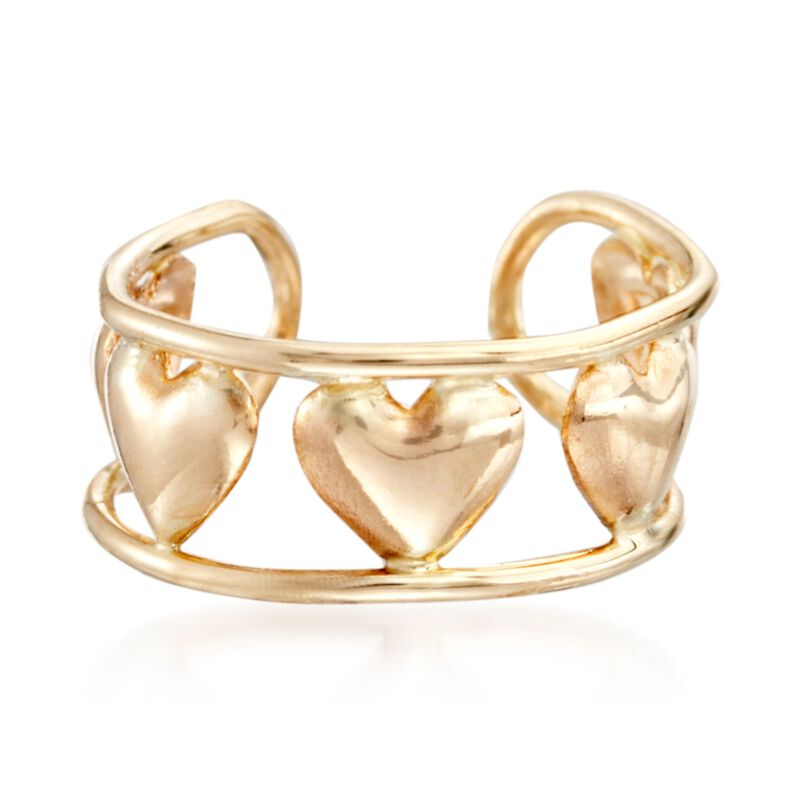 14kt Yellow Gold Heart Pattern Single Ear Cuff image number 0