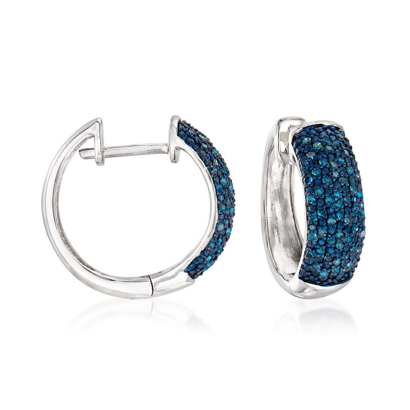 .50 ct. t.w. Blue Diamond Hoop Earrings in Sterling Silver image number 0