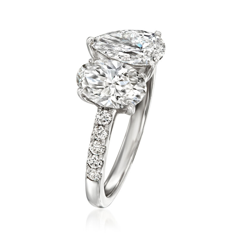 2.25 ct. t.w. Lab-Grown Diamond Toi et Moi Ring in 14kt White Gold image number 2