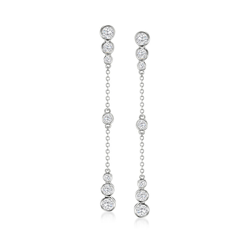 1.20 ct. t.w. CZ Drop Earrings in Sterling Silver  image number 0