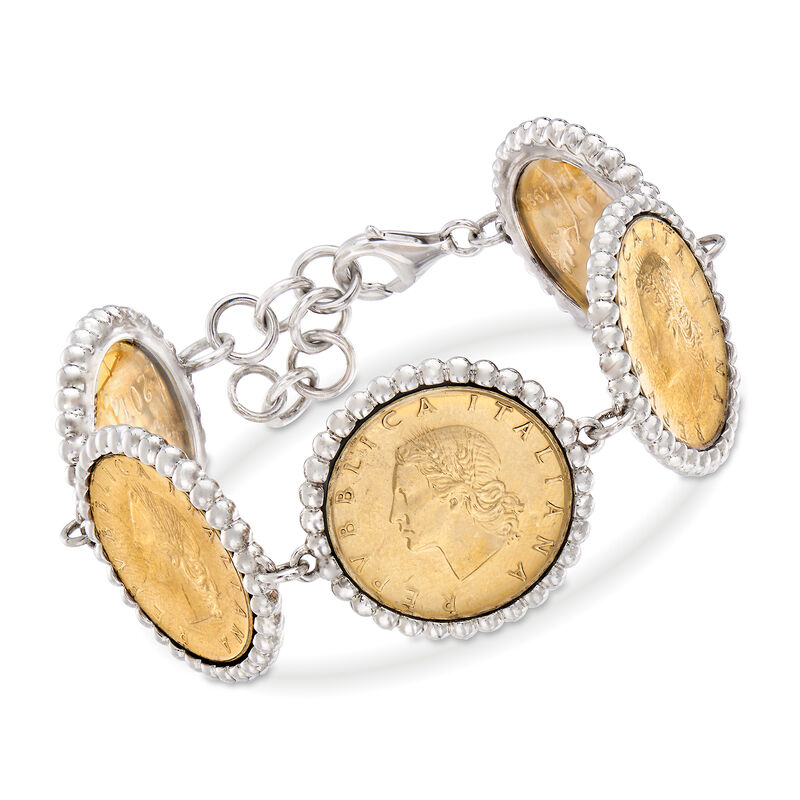 Italian Lira Coin Bracelet in Sterling Silver image number 0
