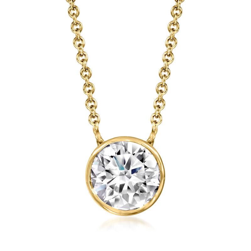 1.00 Carat Bezel-Set Lab-Grown Diamond Necklace in 14kt Yellow Gold image number 0