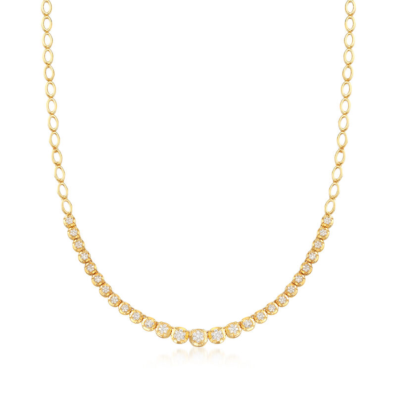 1.00 ct. t.w. Diamond Oval-Link Necklace in 18kt Gold Over Sterling image number 0