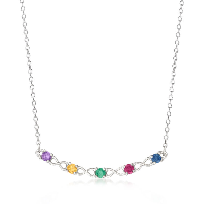 Personalized Infinity Necklace in Sterling Silver  3 to 5 Birthstones image number 0