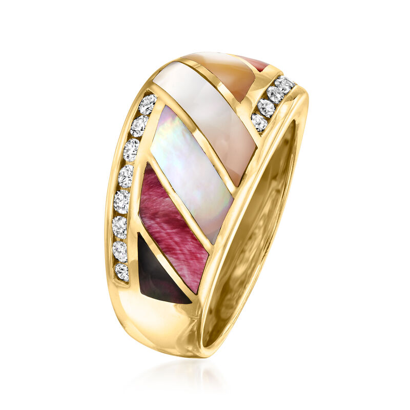 C. 1990 Vintage Asch Grossbardt Multi-Gemstone and .40 ct. t.w. Diamond Ring in 14kt Yellow Gold image number 2