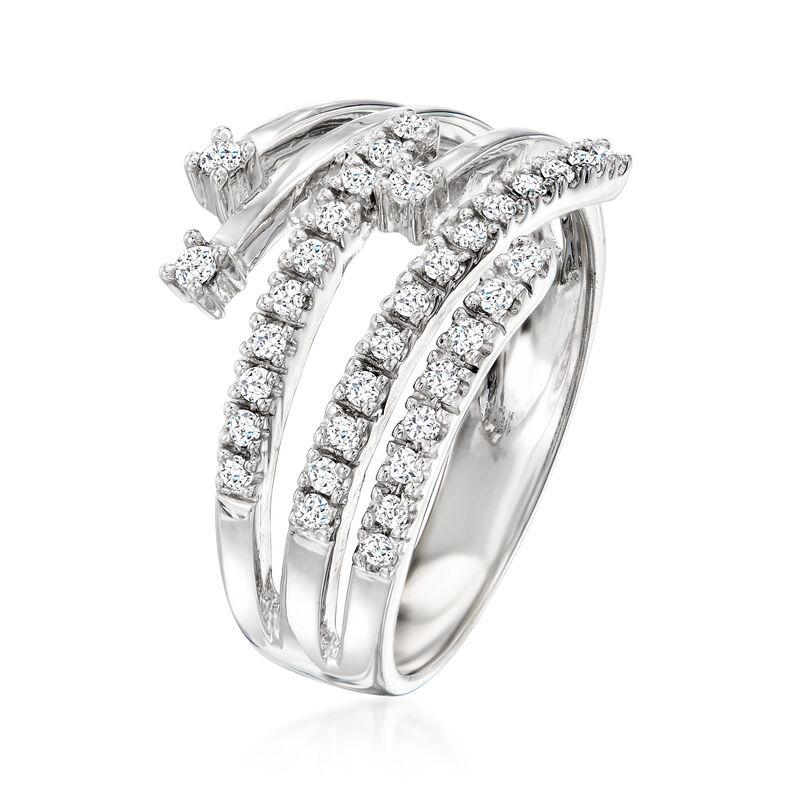 C. 1990 Vintage .45 ct. t.w. Diamond Multi-Row Bypass Ring in 14kt White Gold. Size 7.25 image number 2