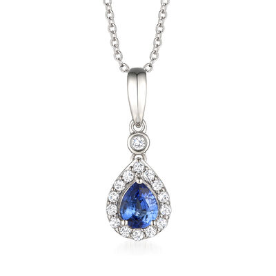 Le Vian .30 Carat Blueberry Sapphire Pendant Necklace with .11 ct. t.w. Vanilla Diamonds in 14kt Vanilla Gold
