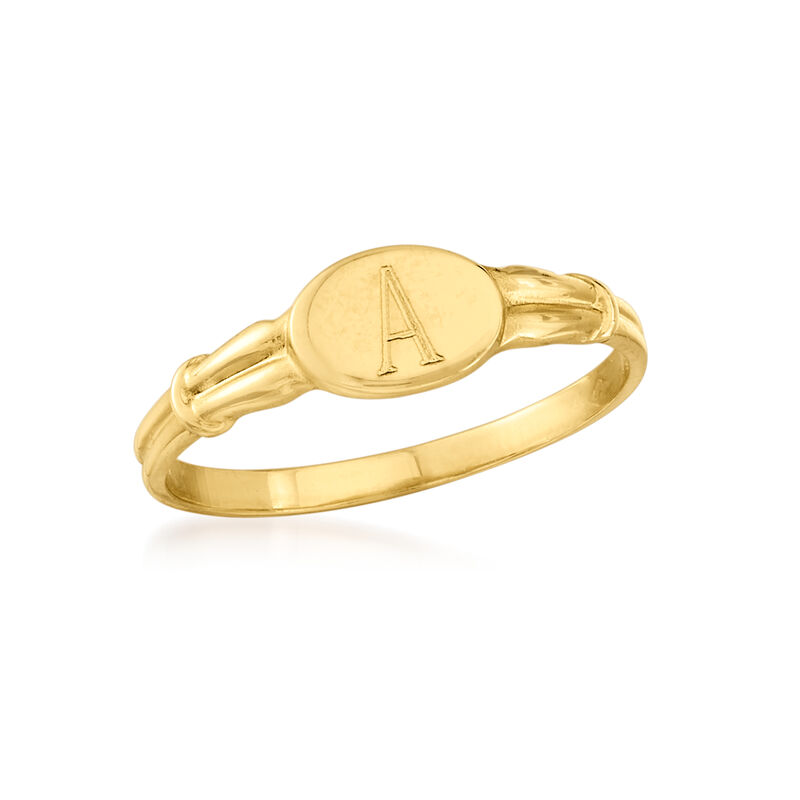 Plain - Child's 14kt Yellow Gold Signet Ring. Size 3 image number 2