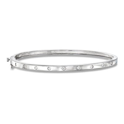 .25 ct. t.w. Diamond Station Bangle Bracelet in Sterling Silver