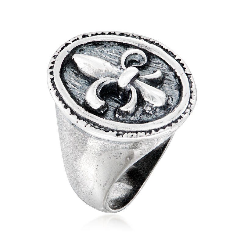 Italian Sterling Silver Fleur-De-Lis Ring image number 2