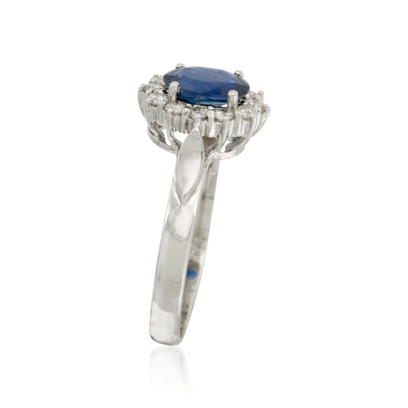 1.00 Carat Sapphire and .10 ct. t.w. Diamond Ring in 14kt White Gold image number 1