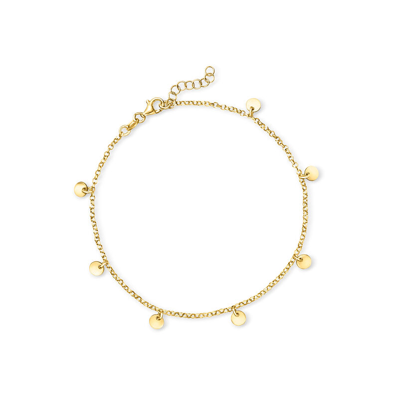 Italian 18kt Gold Vermeil Disc Station Anklet. 9&quot; image number 0