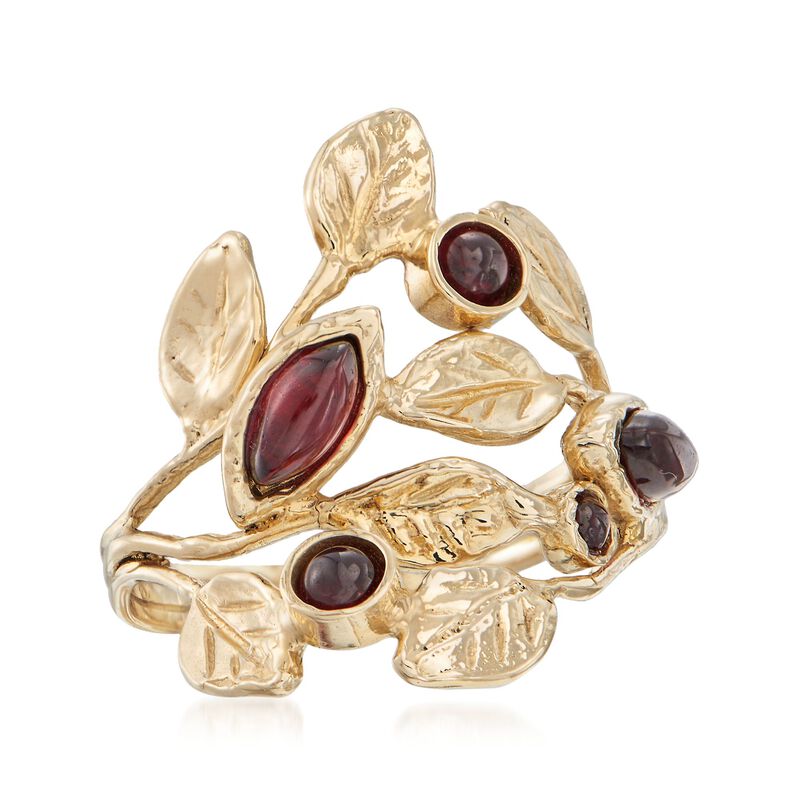 1.30 ct. t.w. Garnet Leaf Ring in 14kt Yellow Gold image number 3
