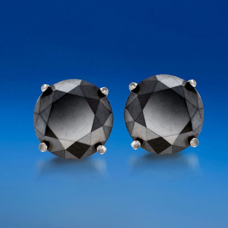 2.00 ct. t.w. Black Diamond Stud Earrings in 14kt White Gold image number 3