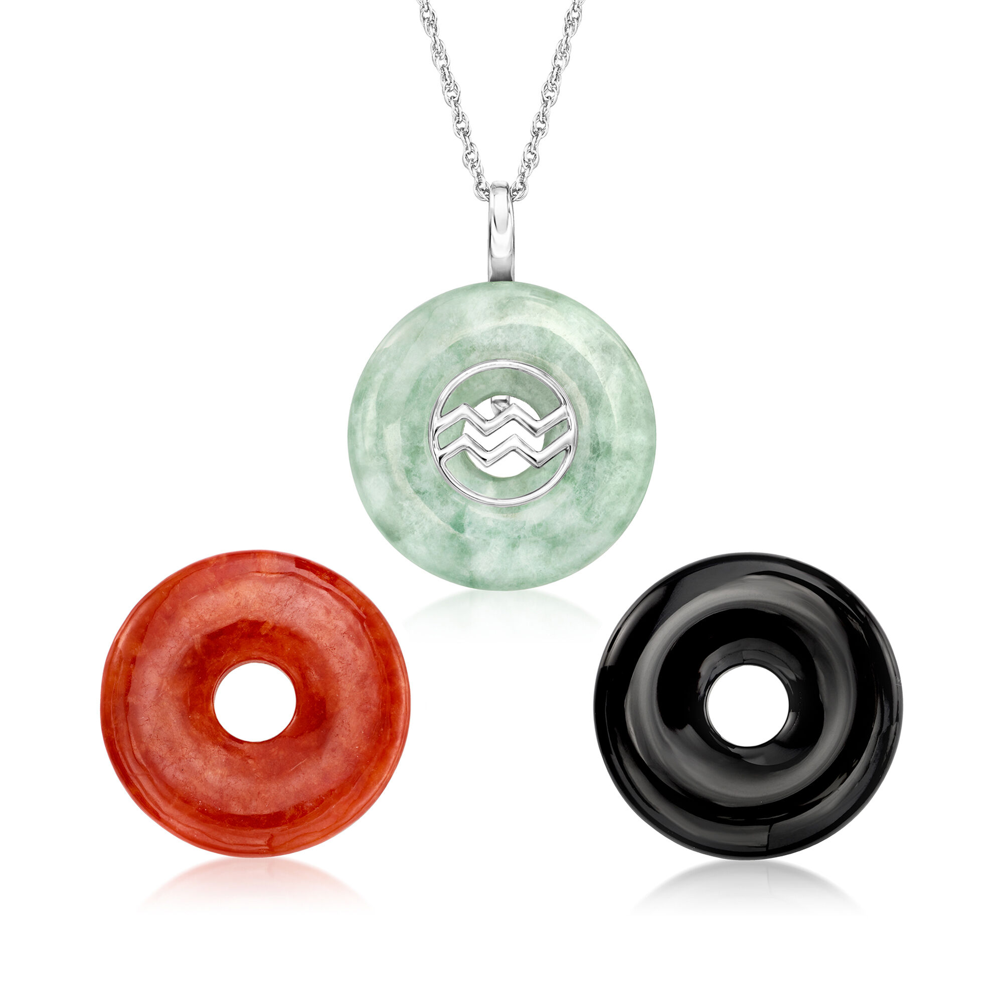 Aquarius - Onyx and Multicolored Jade Interchangeable Zodiac