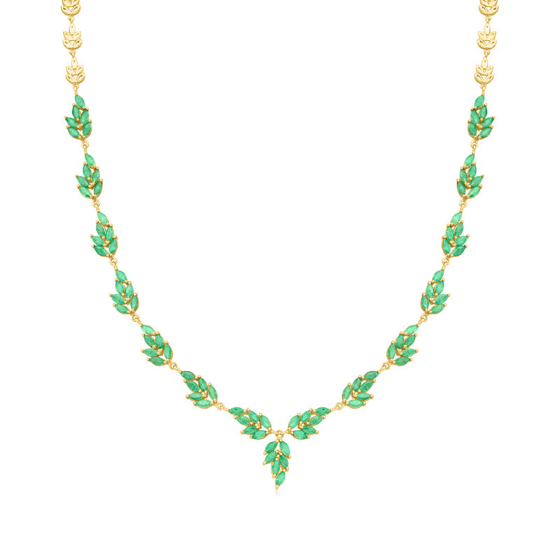 25.00 ct. t.w. Emerald Leaf Necklace in 18kt Gold Over Sterling image number 0