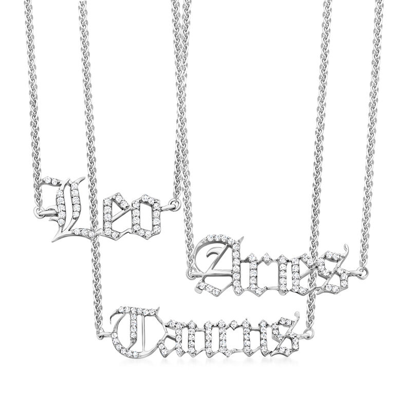 Diamond Zodiac Name Necklace in Sterling Silver image number 0