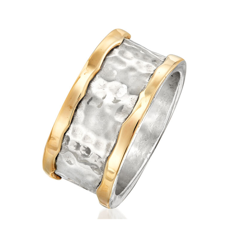 Sterling Silver and 14kt Yellow Gold Hammered Ring image number 2