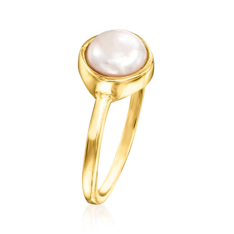 6.5-7mm Cultured Button Pearl Ring in 18kt Gold Over Sterling image number 2