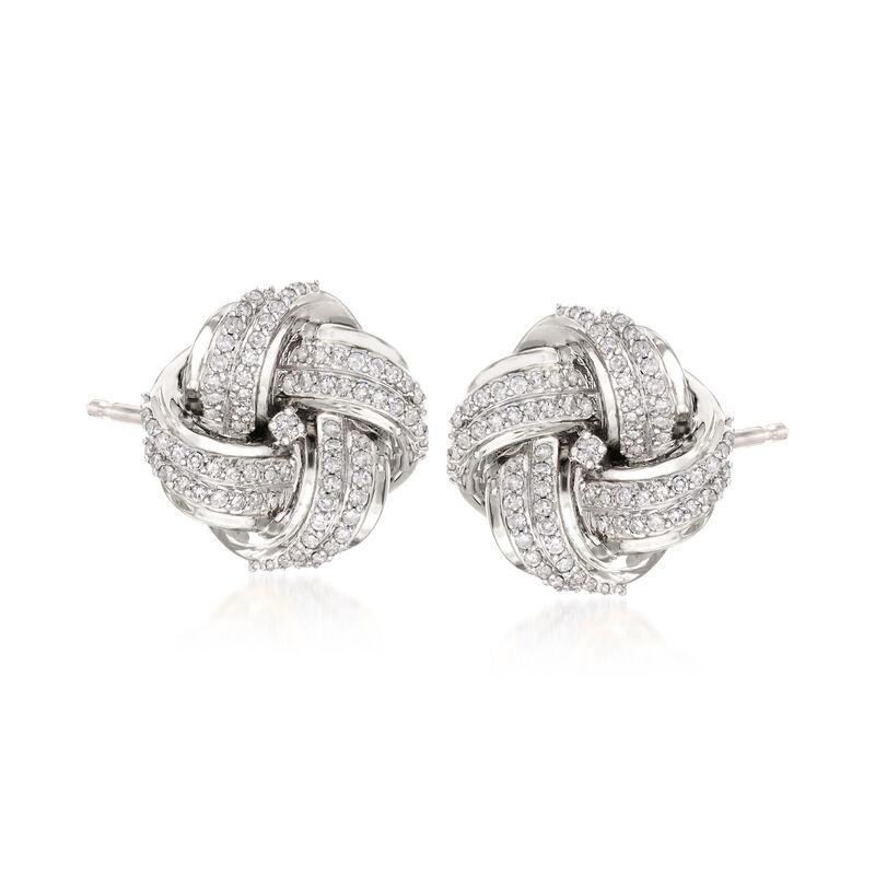 .50 ct. t.w. Diamond Love Knot Stud Earrings in Sterling Silver image number 0