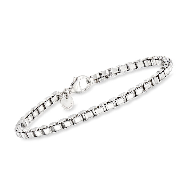 C. 1990 Vintage Tiffany Jewelry 4mm Sterling Silver Box Chain Bracelet image number 0