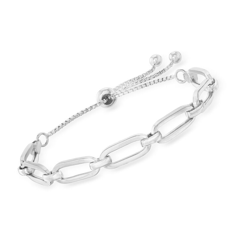 Italian Sterling Silver Paper Clip Link Bolo Bracelet  image number 0