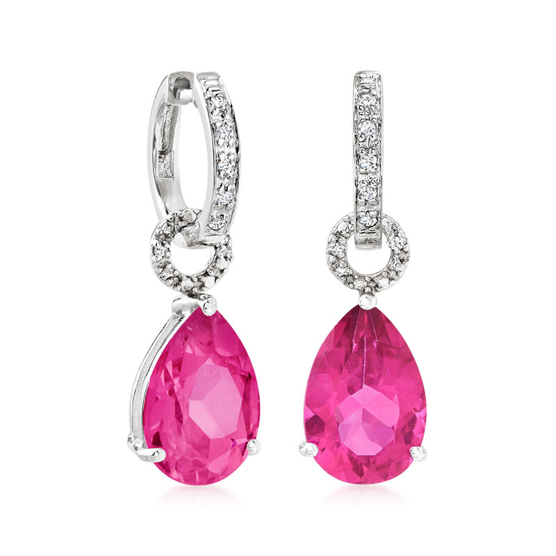 6.50 ct. t.w. Pink Topaz Pear-Shaped Earring Charms in Sterling Silver image number 3