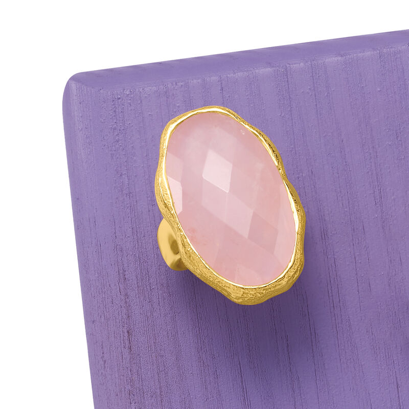 17.00 Carat Rose Quartz Ring in 18kt Gold Over Sterling image number 3