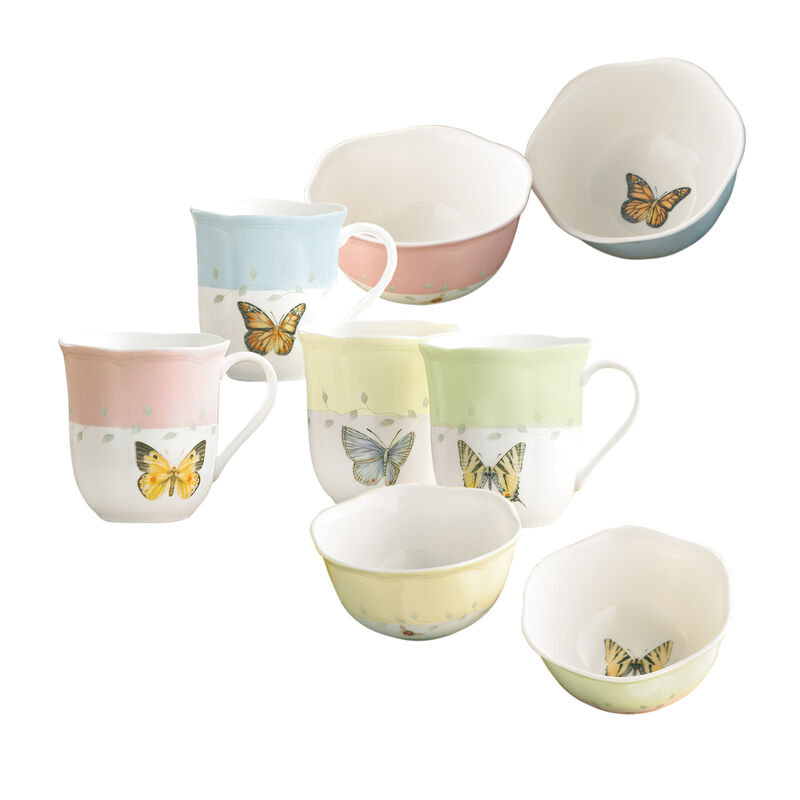 Lenox &quot;Butterfly Meadow&quot; Set of 4 Colorful Porcelain Dessert Dinnerware image number 0