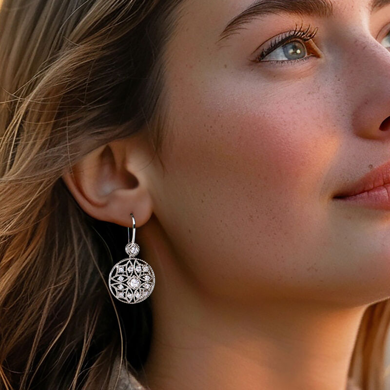 1.20 ct. t.w. CZ Openwork Drop Earrings in Sterling Silver image number 1