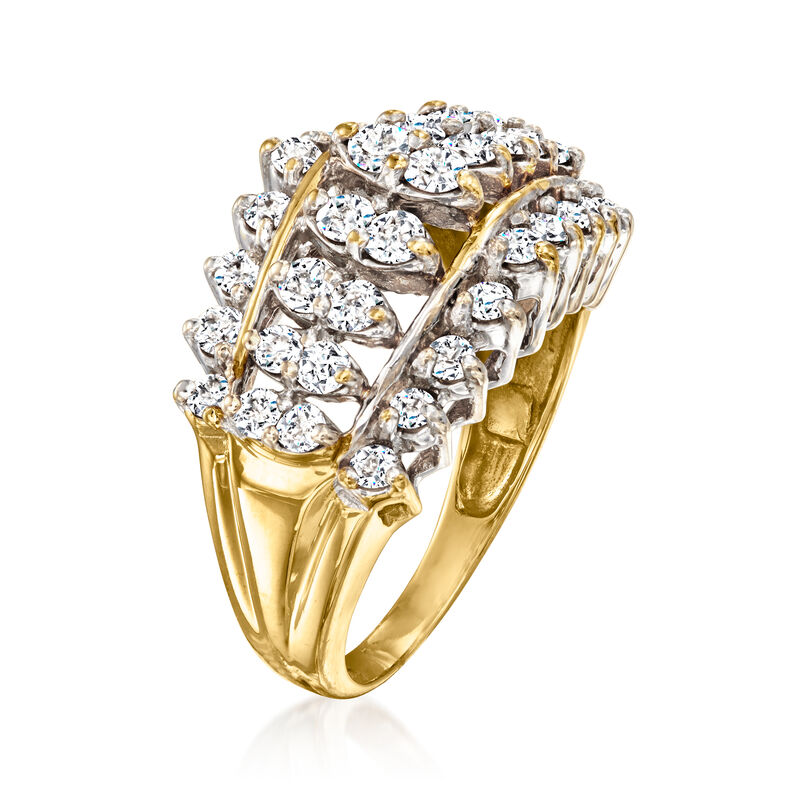 C. 1980 Vintage 1.55 ct. t.w. Diamond Multi-Row Ring in 10kt Yellow Gold. Size 7 image number 2