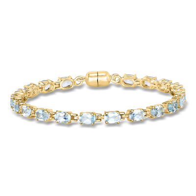 9.50 ct. t.w. Sky Blue Topaz Tennis Bracelet in 18kt Gold Over Sterling with Magnetic Clasp