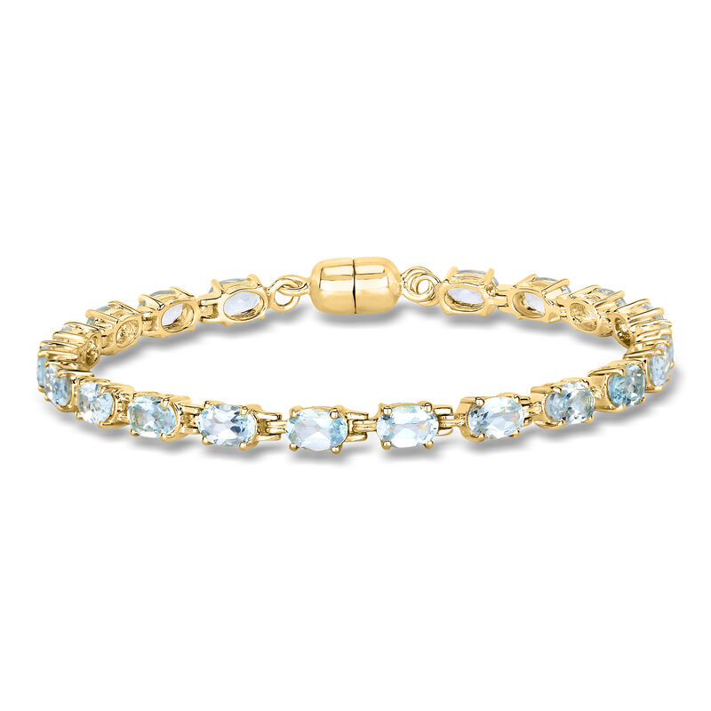 9.50 ct. t.w. Sky Blue Topaz Tennis Bracelet in 18kt Gold Over Sterling with Magnetic Clasp. 7" image number 0