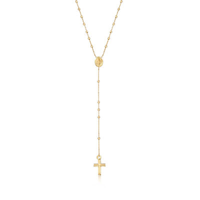 Italian 14kt Yellow Gold Miraculous Medal Rosary Necklace