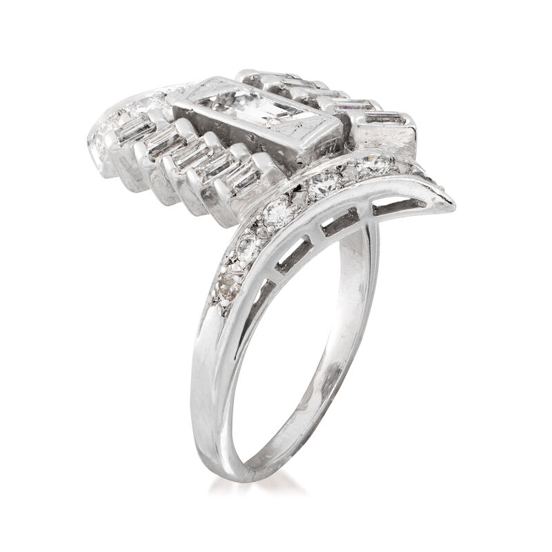 C. 1950 Vintage .85 ct. t.w. Diamond Geometric Ring in Platinum. Size 5.5 image number 2