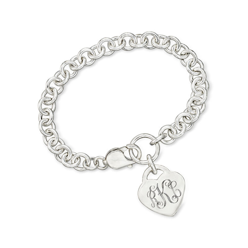 Sterling Silver Personalized Heart Charm Bracelet image number 0