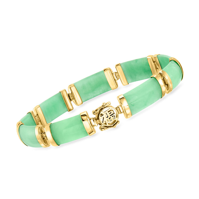 Jade "Good Fortune" Bracelet in 14kt Yellow Gold image number 0