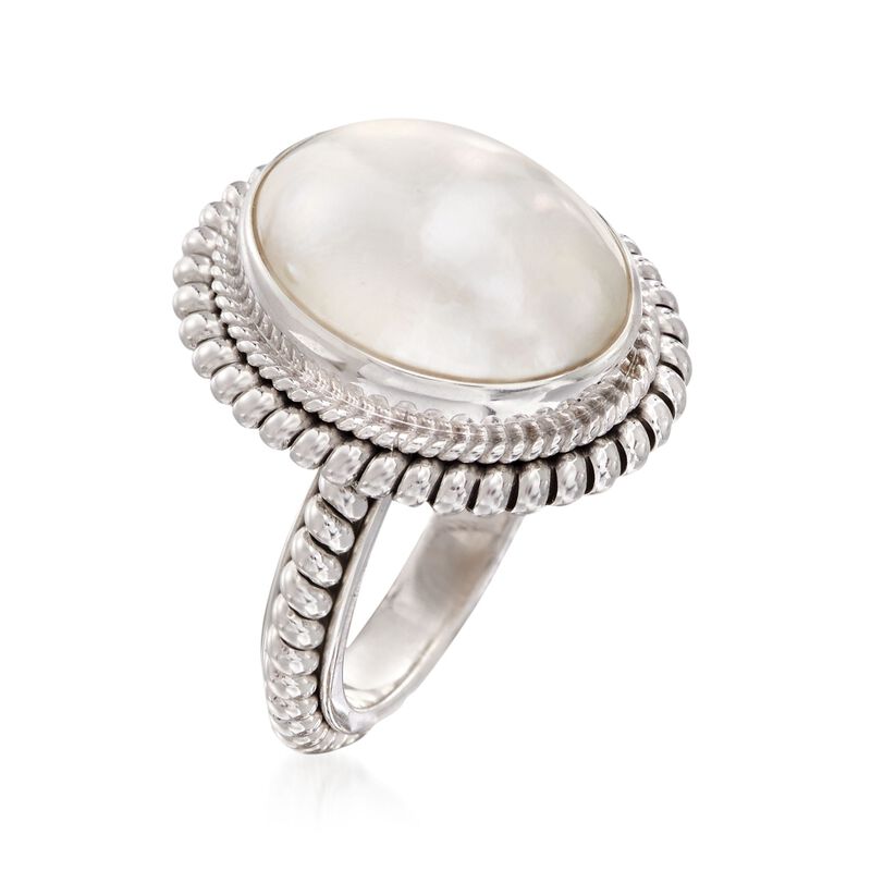 13-18mm Mabe Pearl Balinese Ring in Sterling Silver. Size 5 image number 2