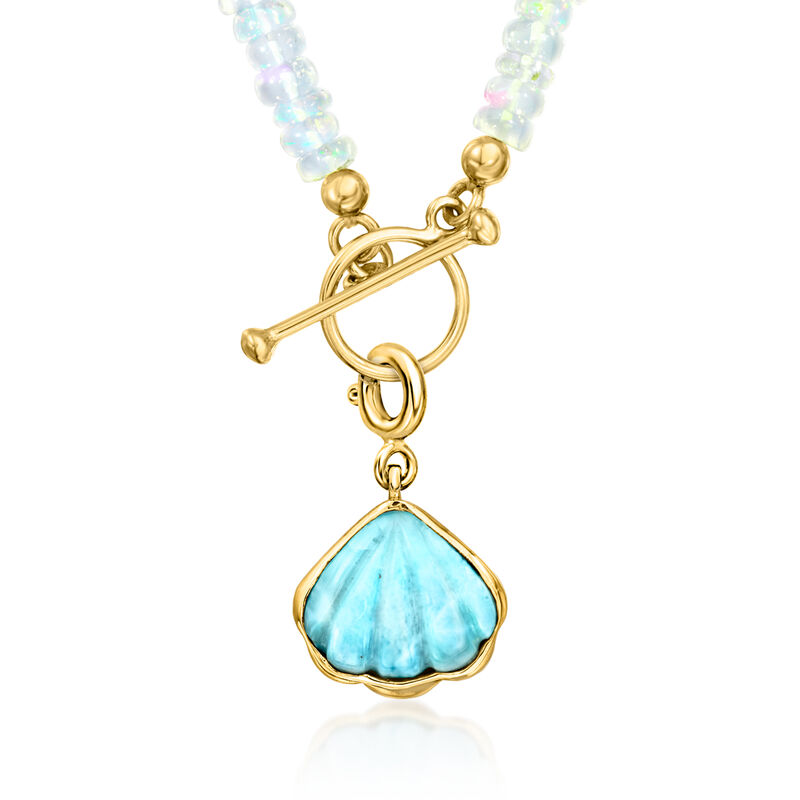 Larimar Seashell Charm in 18kt Gold Over Sterling  image number 2