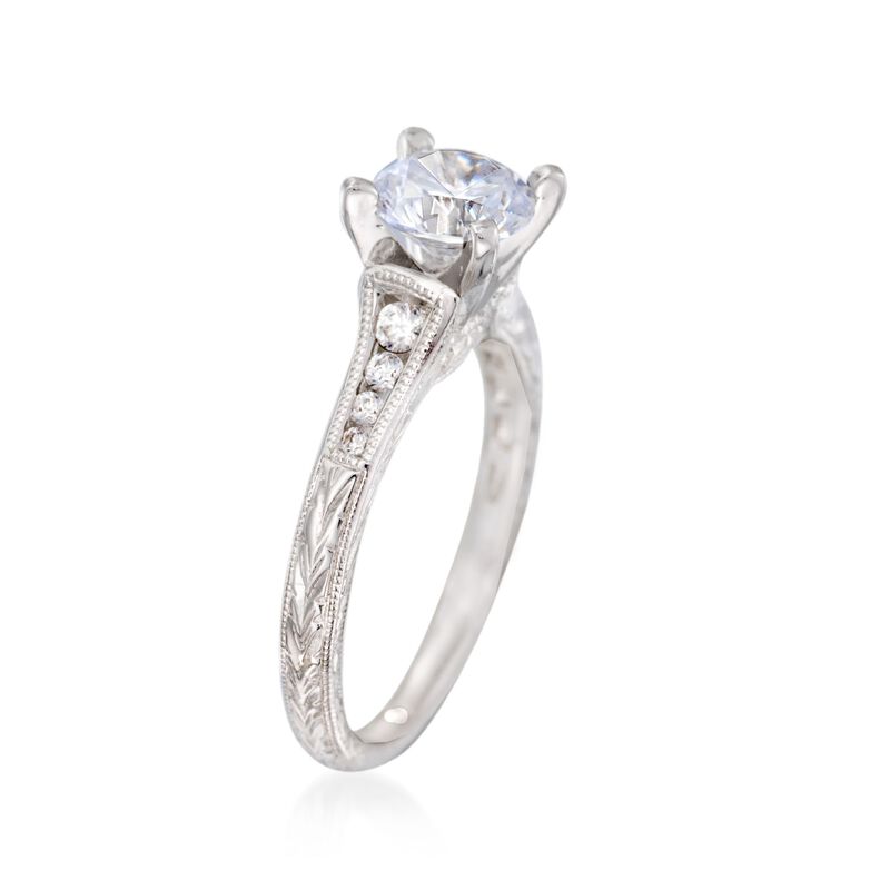 Gabriel Designs .15 ct. t.w. Diamond Engagement Ring Setting in 14kt White Gold image number 2