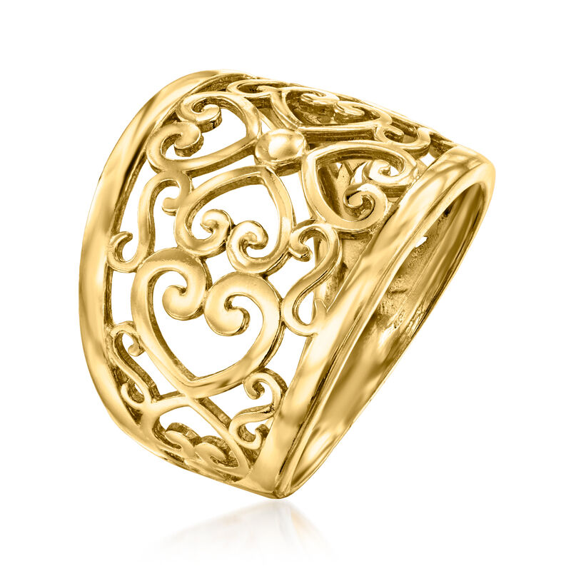 18kt Gold Over Sterling Filigree Heart Ring image number 2